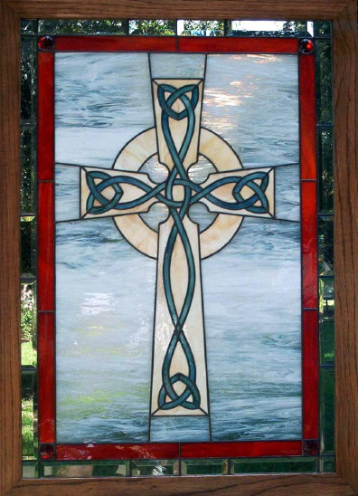 Celtic Cross Stained Glass Window