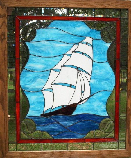 Clipper Ship Stained Glass 