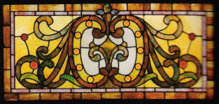 American Victorian jeweled stained glass transom from Pittsburg c.1890