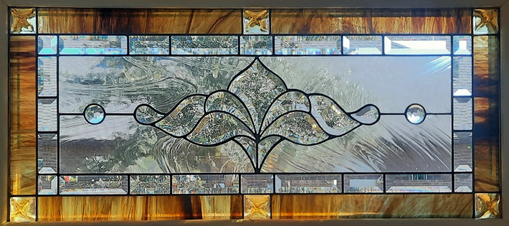 Second bath stained glass transom window