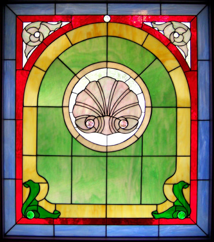 Victorian Shell Stained Glass Window